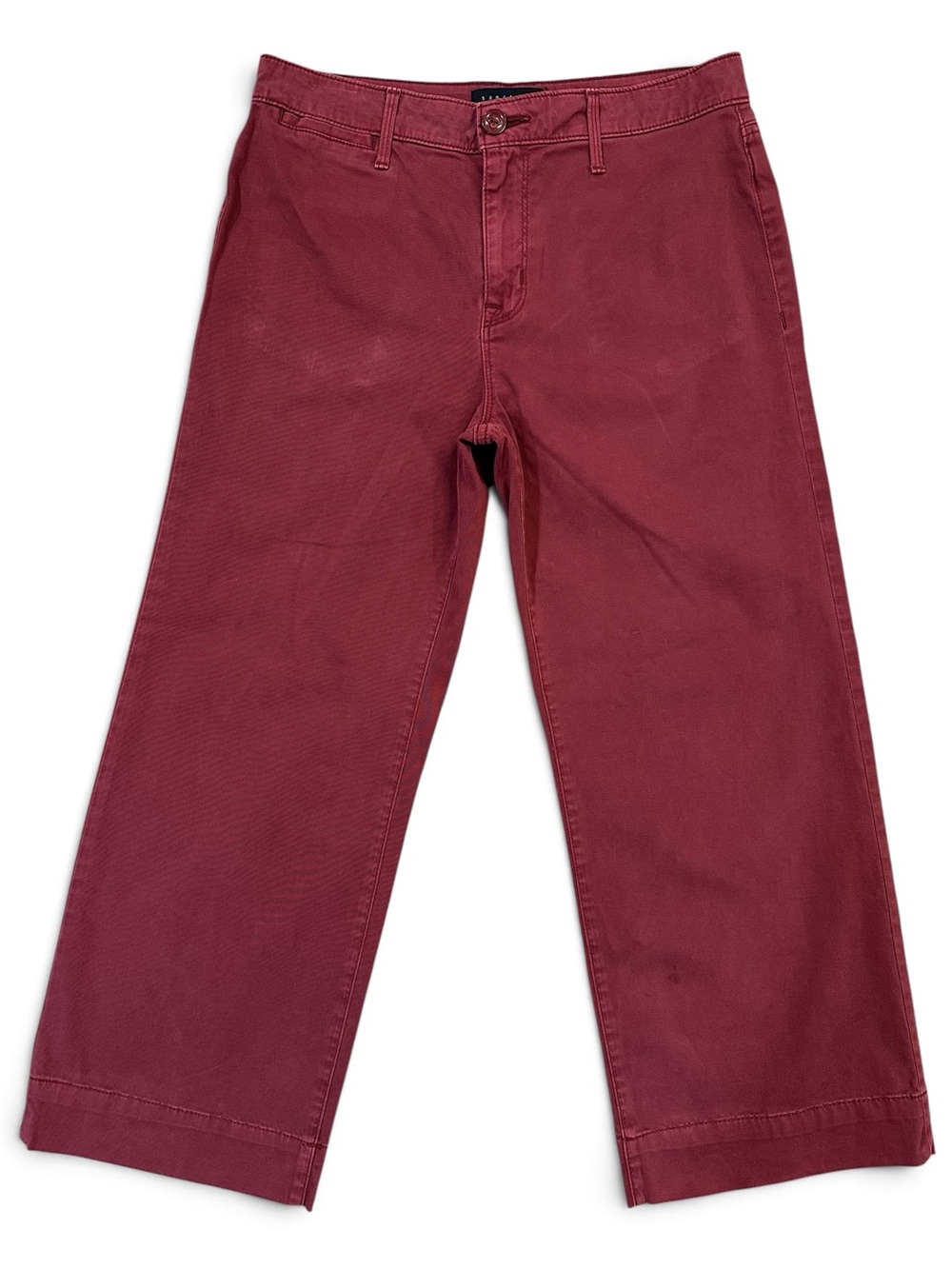 Sanctuary Women’s Wide-Leg Cropped Burgundy Chino Pants